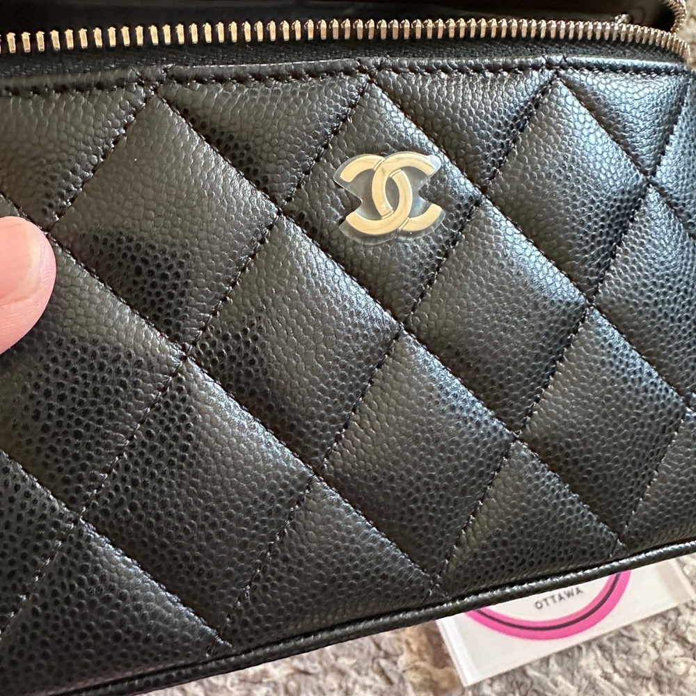 CHANEL Black Quilted Caviar Leather Vanity Crossbody with Light Gold Hardware - Picture 5 of 15